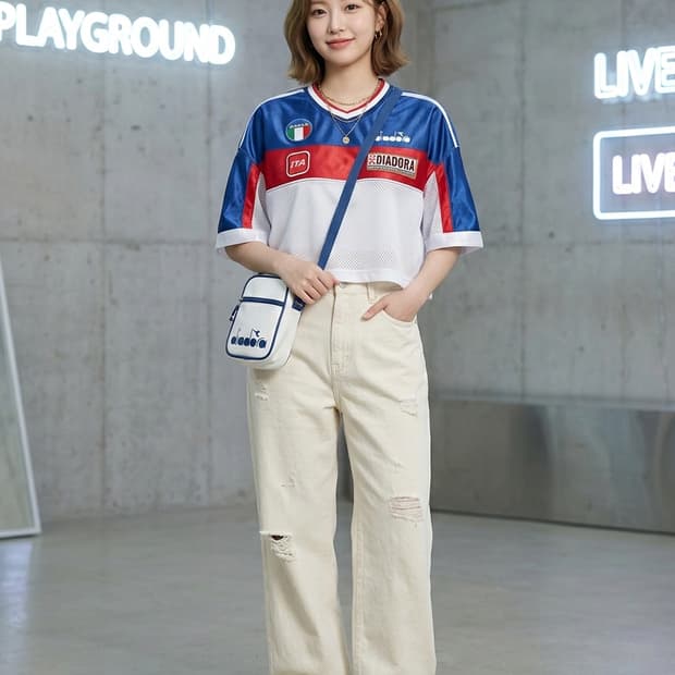 디아도라(DIADORA) 피트크루 크롭 져지 반팔티