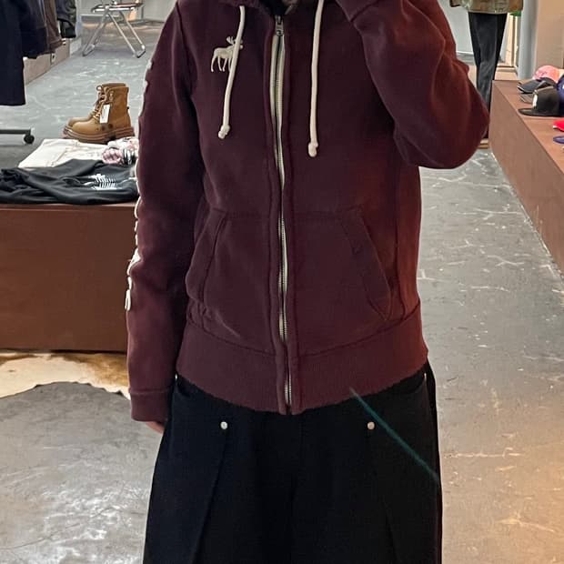 아베크롬비 순록로고 버건디 후드집업 H1668