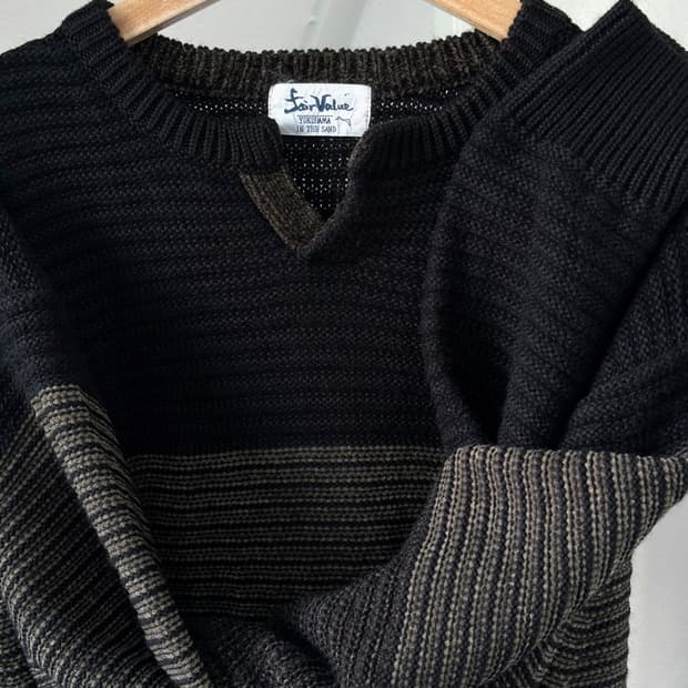 Wool acrylic fabric design neck knit P/O