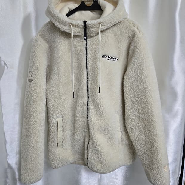 디스커버리 아이보리 후리스 후드집업 (1552)
