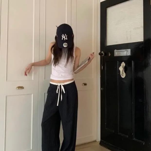 릿킴 더블웨이스트 스트라이프 팬츠