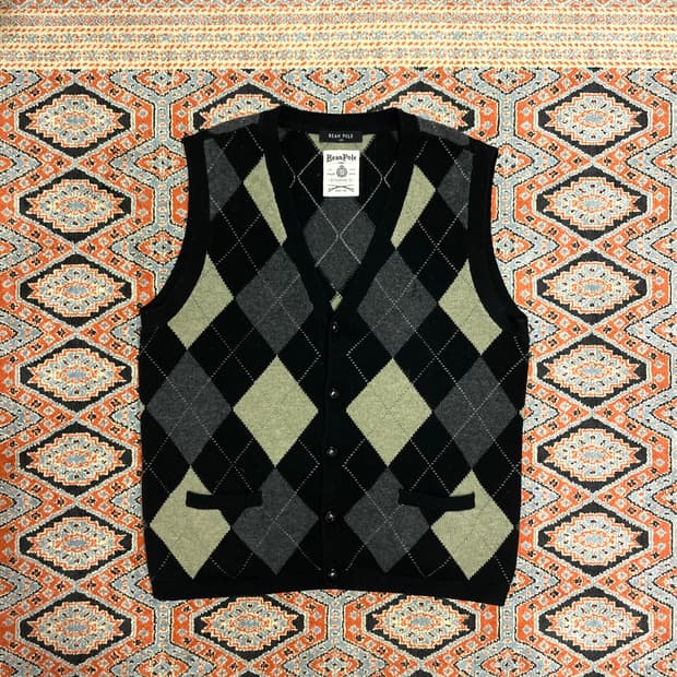 빈폴 그레이 아가일 울 니트 조끼 남성105