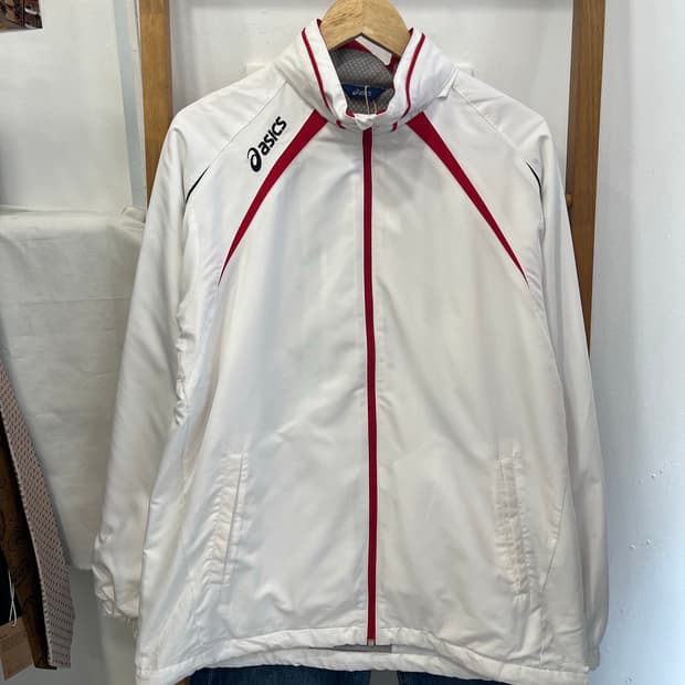 아식스 화이트 바람막이 점퍼