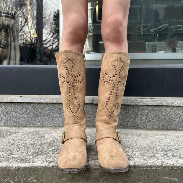 00s 크로스 인조 스웨이드 라이딩 부츠