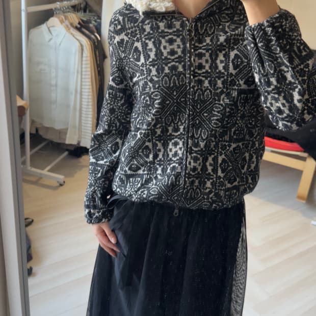 [AHCAHCUM] made in Japan pattern hoodie 