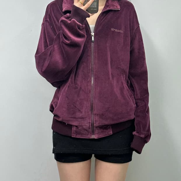 아디다스 90s 벨루어 버건디 트랙탑 져지