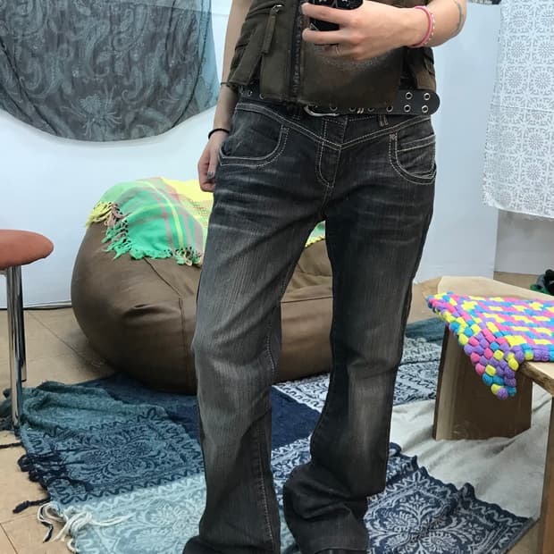 흑청 워싱 부츠컷 데님팬츠 