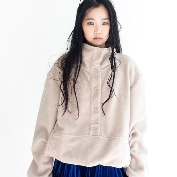 샵페어리 플리스 아노락 풀오버 베이지