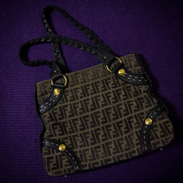 FENDI Vintage FF Canvas Shoulder Bag