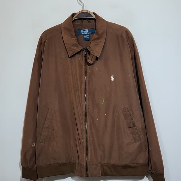 (XL) 랄프로렌 폴로 블루종 점퍼 브라운 페인팅 자켓 
