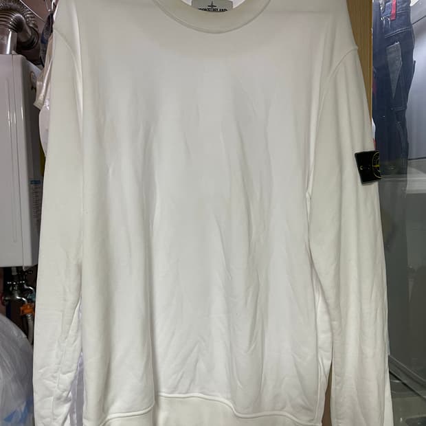 스톤아일랜드 화이트 맨투맨 티셔츠(정품)(XL)