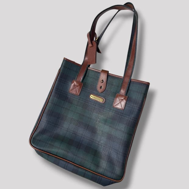 폴로 랄프로렌 블랙와치 그린 토트백