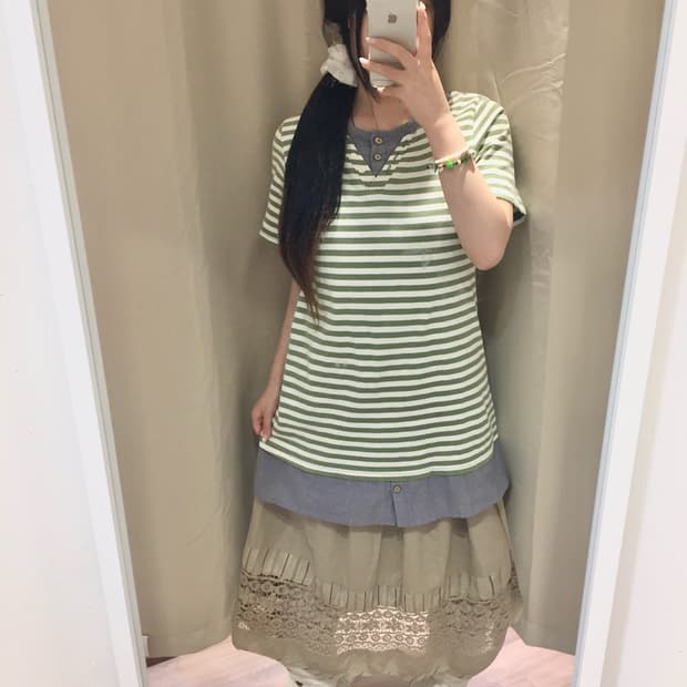 그린티 나무 단추 반팔 🍀🍏