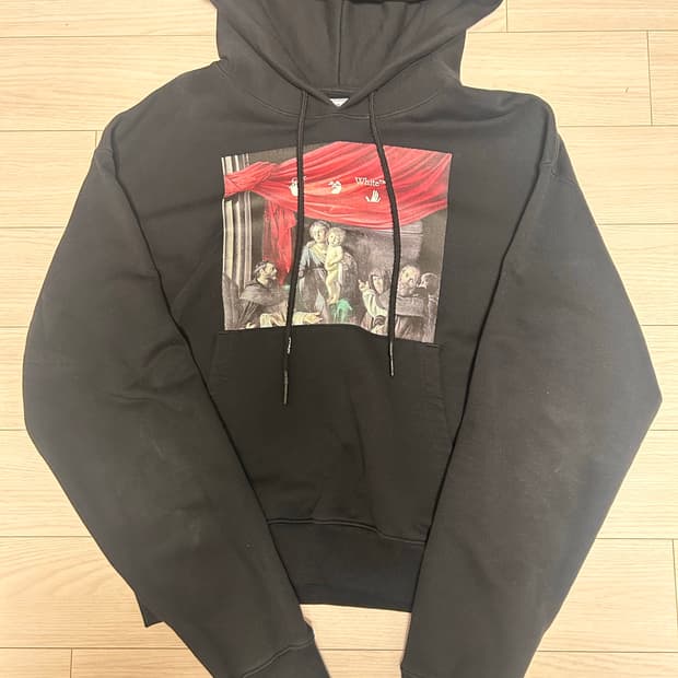 오프화이트 카라바조 후드티 상태s