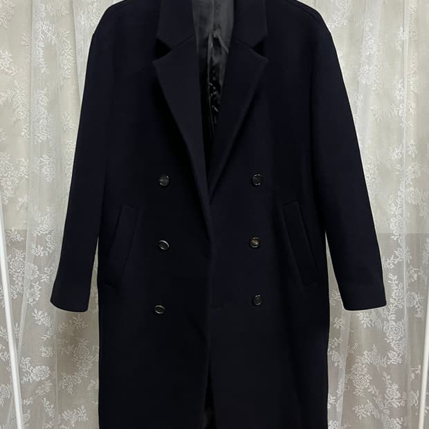 95-170) 한섬 시스템 캐시미어 블렌드 울 코트 네이비