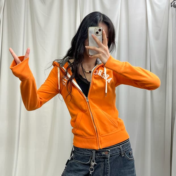 Abercrombie orange hood zip-up