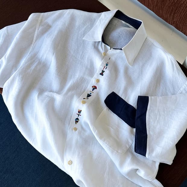 Natural rinen design half shirt