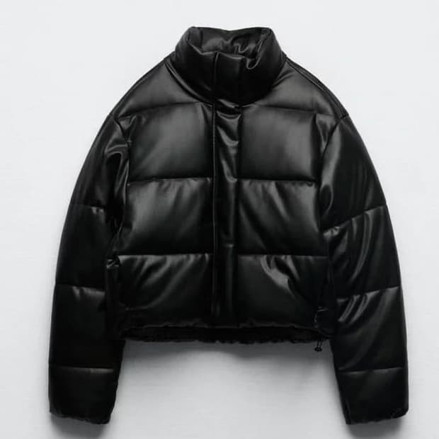 자라 페이크 레더 패딩