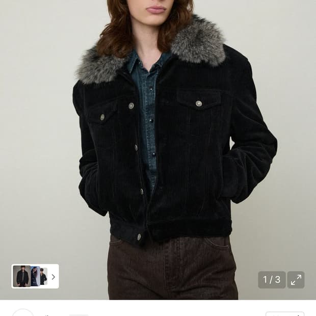 [48] 엘무드 호크 퍼 카라 코듀로이 트러커 자켓 블랙