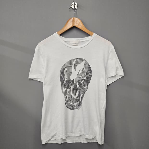 알렉산더 맥퀸 스컬 프린트 코튼 티셔츠 화이트