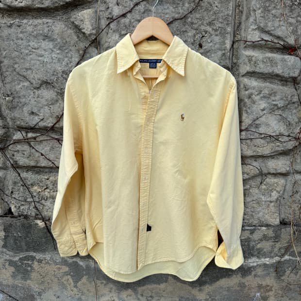 90s 폴로 랄프로렌 스포츠 코튼 셔츠 옐로우 우먼