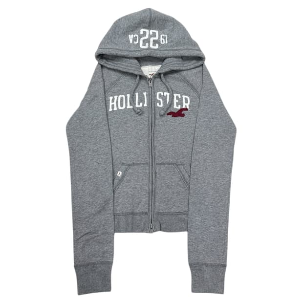 홀리스터 빈티지 스펠로고 딱붙핏 Y2K 그레이 후드집업 자켓 M
