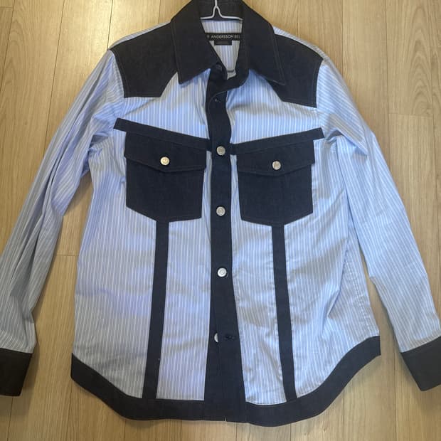 앤더슨벨 스트라이프 데님셔츠