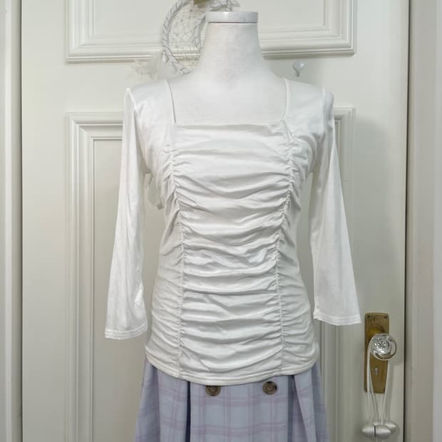 ivory shirring point basic top(size-M)