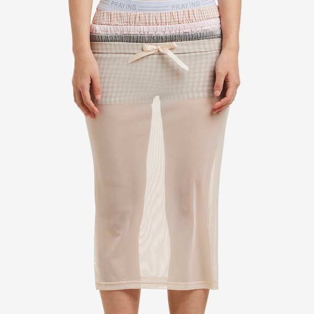 Praying boxer sheer skirt