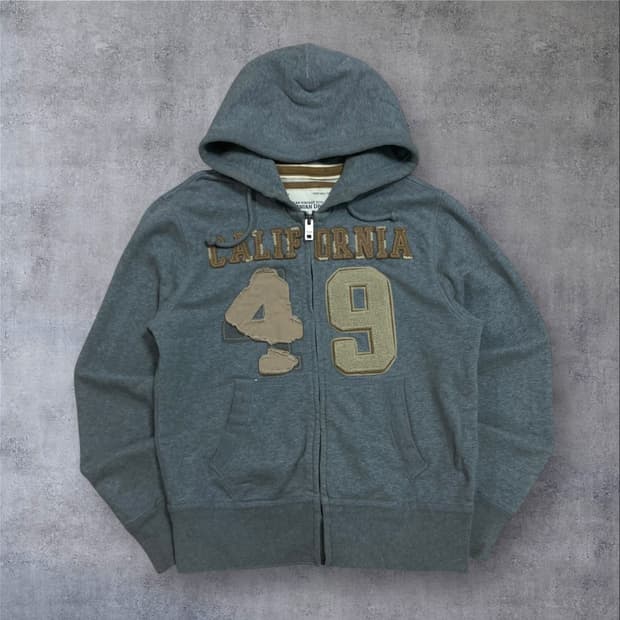 후아유 y2k 빅로고 그레이 후드 집업