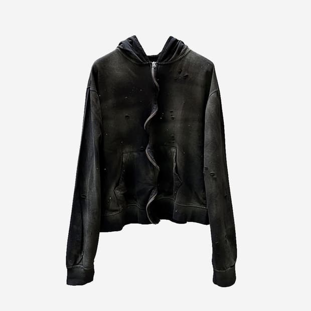 2) 언더마이카 빈티지 웨이빙 집 슬림 핏 후드집업