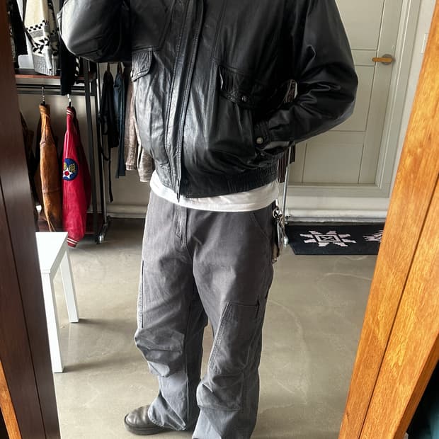 90s 오리지널 카운트다운 레더 블루종 자켓