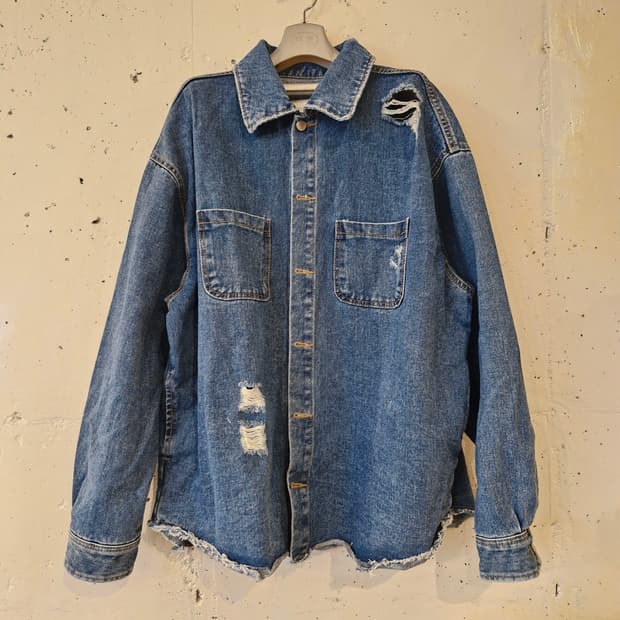 빅사이즈 오버핏 데님 자켓