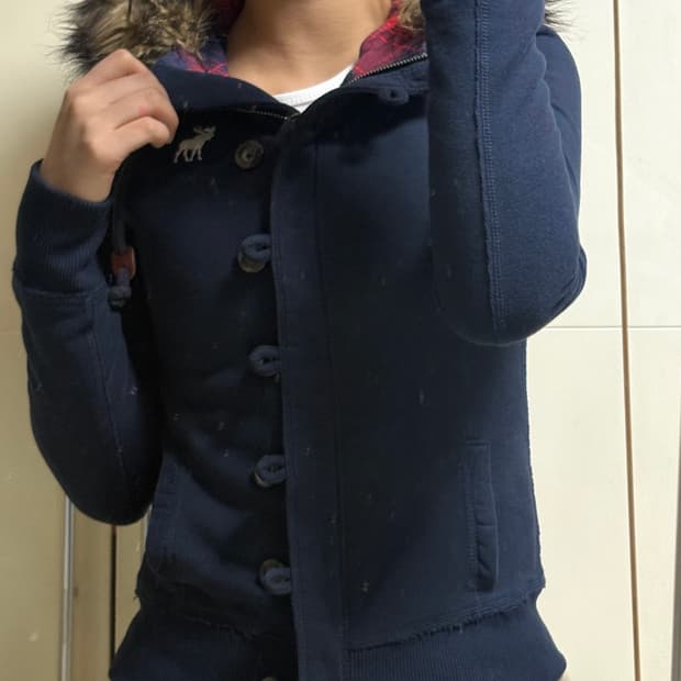아베크롬비 퍼 울프죠 네이비 후드집업