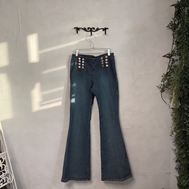 Denim stripe double button bootscut pt