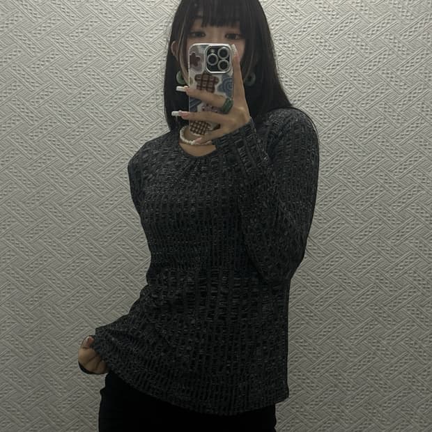 빈티지 재팬 아메카지 핀턱 데미지 롱슬리브 K0572
