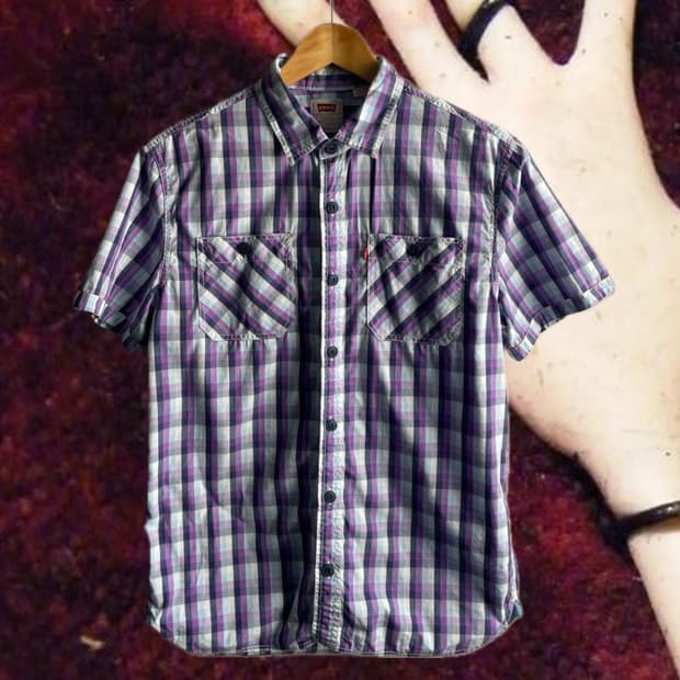 Purple Check Half Shirt