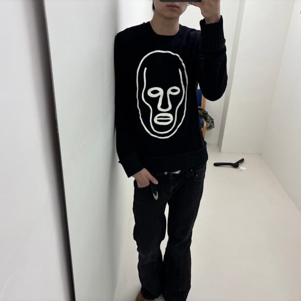 꼼데가르송 셔츠 x 알렉시 보클레어 휴먼페이스 니트