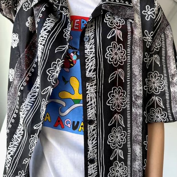 High count poly design H/S blouse shirt