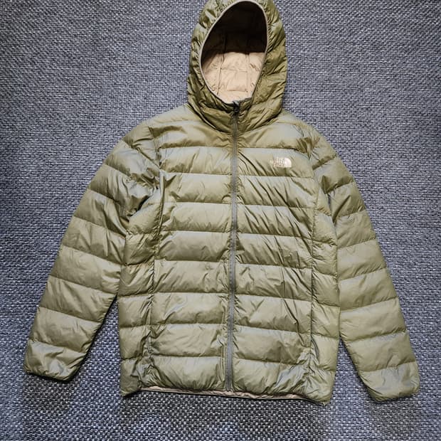 노스페이스 버몬트 후드 패딩 카키