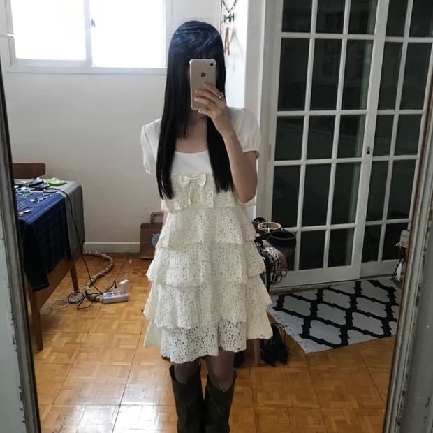 vintage ivory lace ribbon one-piece