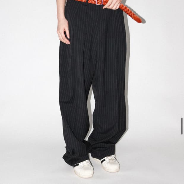 리키(leekie) 스트라이프 슬랙스 블랙 L