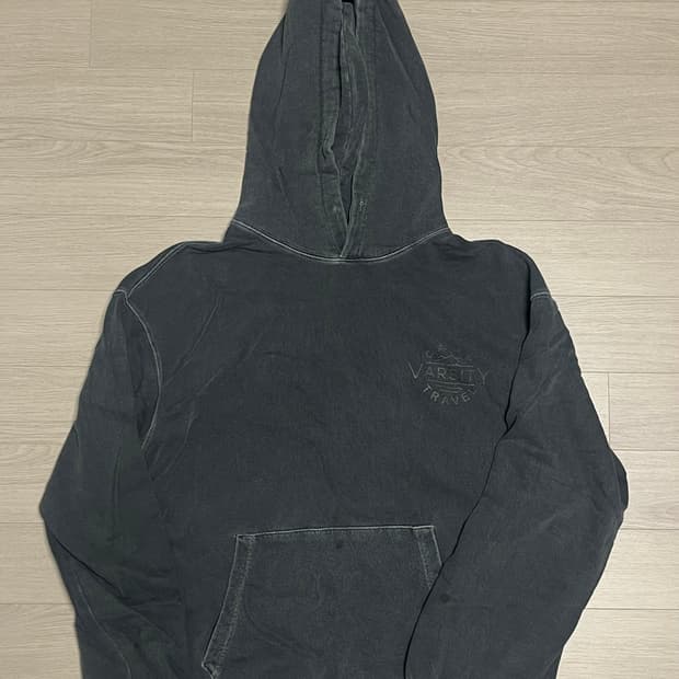 트래블 블랙차콜 워싱 후드티