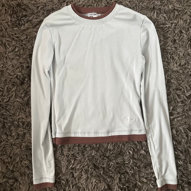 파르티멘토 우먼 더블 레이어드 롱 슬리브 티 스카이