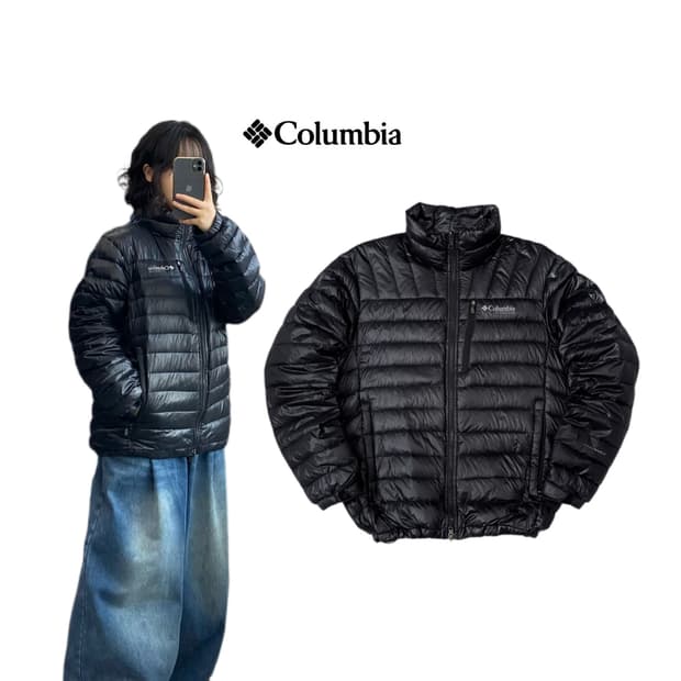 컬럼비아 애벌레 고프코어 경량패딩 블랙