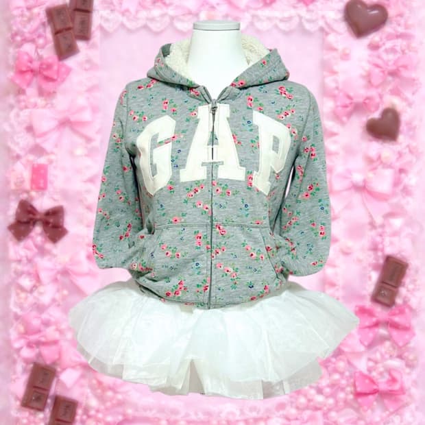 갭 플라워 화이트펄 봄 후드집업 모리걸
