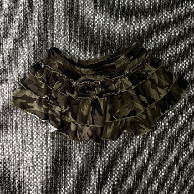 [ROMWE] Camo Pattern Layered Short Skirt