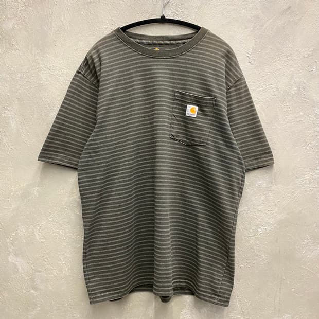 [L] Carhartt 칼하트 카키 스트라이프 반팔 티셔츠
