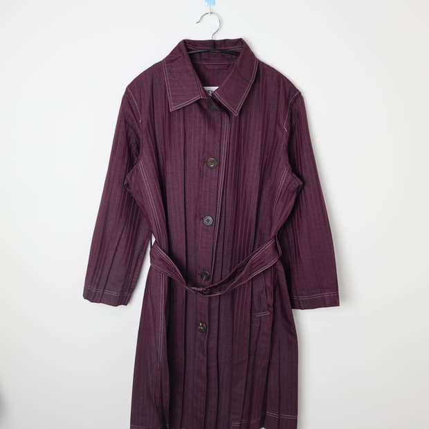 Issey Miyake Pleated Stripe Coat Dress