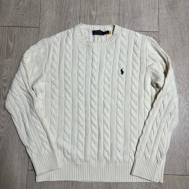 폴로 꽈베기니트 아이보리 L